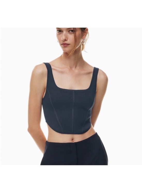 Babaton Tops - Babaton Charcoal Square-Neck Cropped Tank